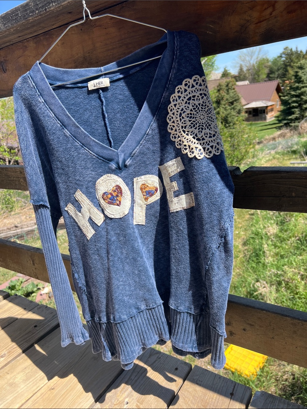 J.Her Blue V-Neck Knit Hope Sweater